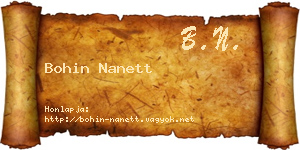 Bohin Nanett névjegykártya